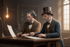 scientist pondering formulas